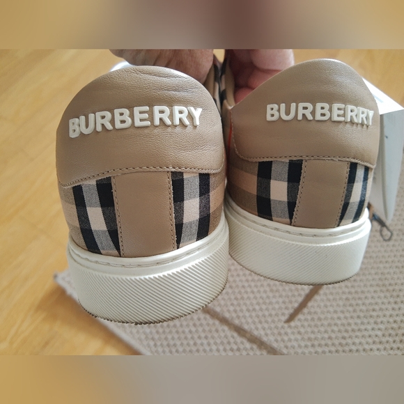 Nwt-Burberry Albridge leather check laceUp Sneaker-Thick WhiteSole-Made In Italy - Picture 3 of 13